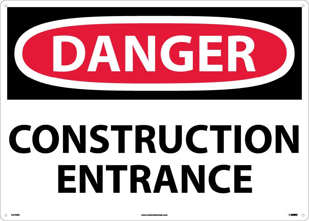 Large Format Danger Construction Entrance Sign-eSafety Supplies, Inc