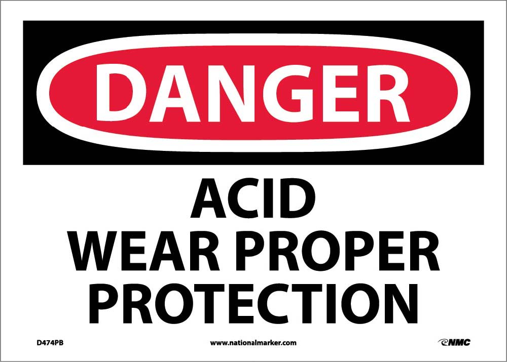 Danger Acid Wear Proper Protection Sign-eSafety Supplies, Inc