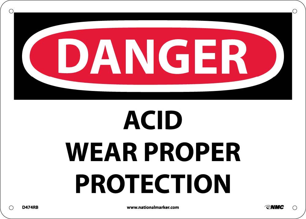 Danger Acid Wear Proper Protection Sign