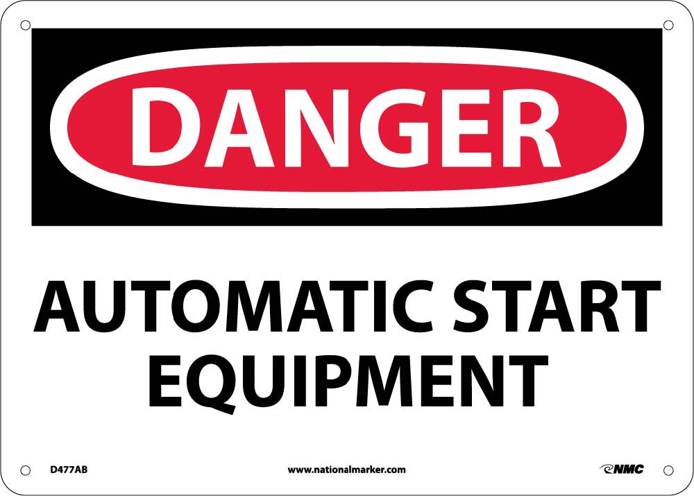 Danger Automatic Start Equipment Sign-eSafety Supplies, Inc