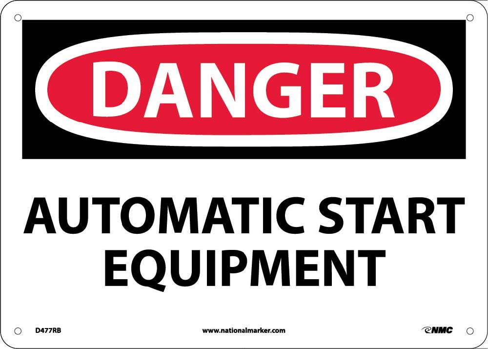Danger Automatic Start Equipment Sign