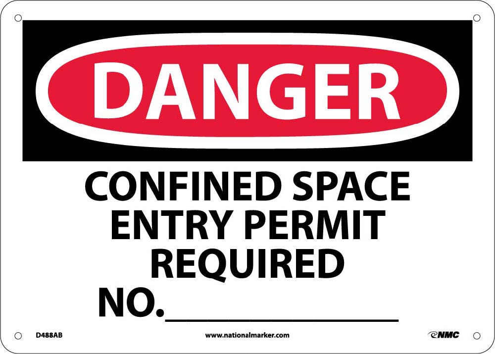 Danger Confined Space Entry Permit Required Sign