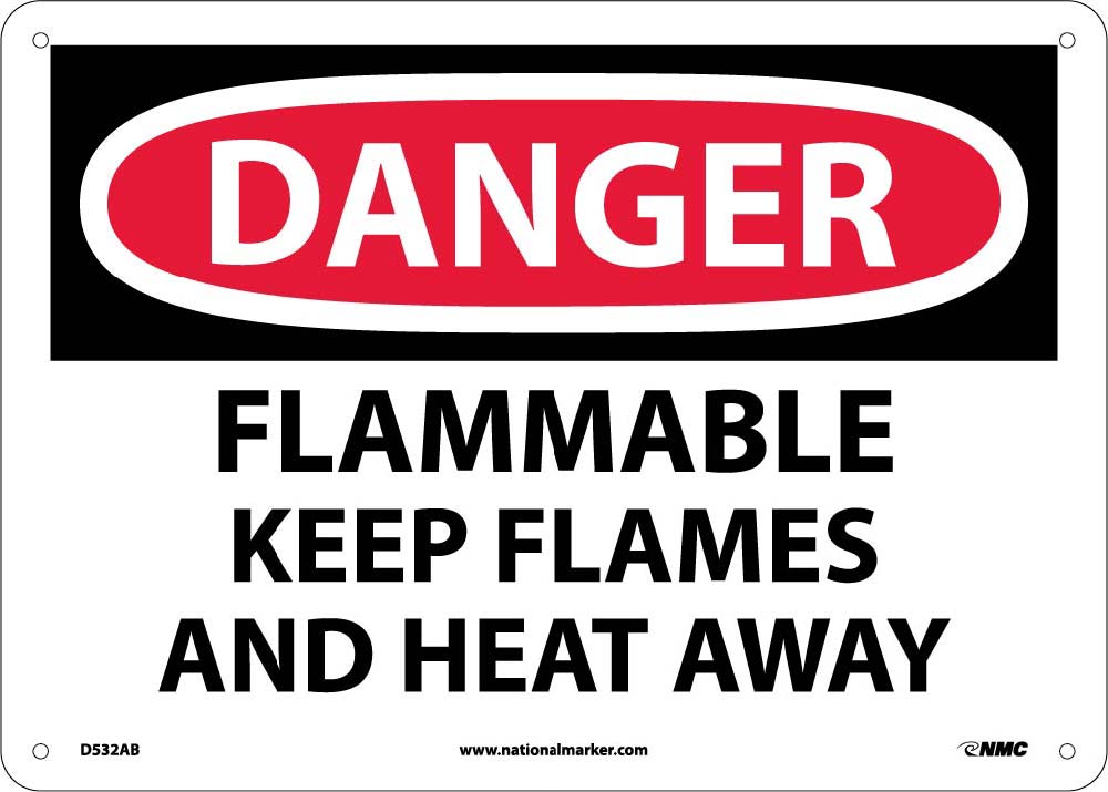 Danger Flammable Keep Flames And Heat Away Sign-eSafety Supplies, Inc