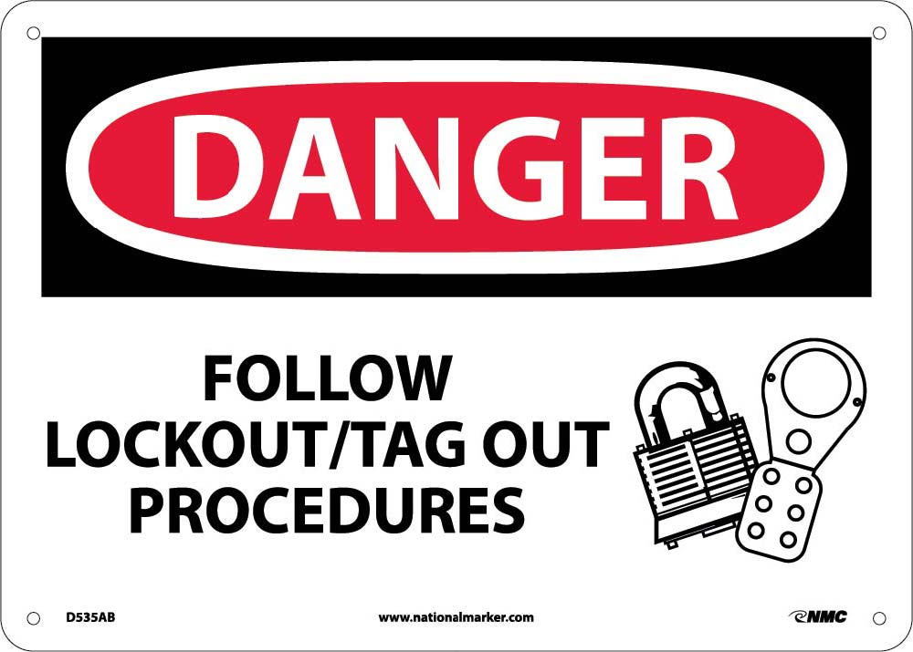 Danger Follow Lockout Tag Out Procedures Sign-eSafety Supplies, Inc