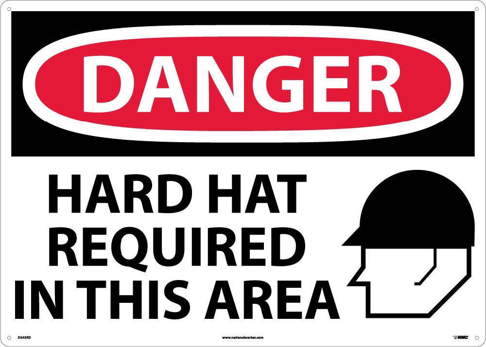 Large Format Danger Hard Hat Required In This Area Sign-eSafety Supplies, Inc