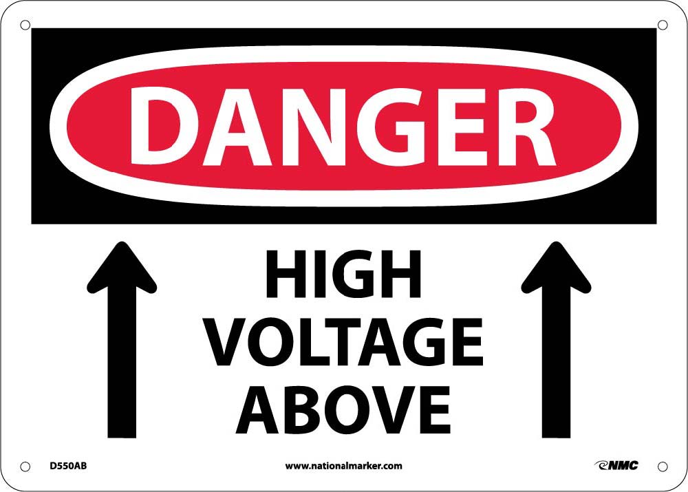 Danger High Voltage Above Sign - Bilingual-eSafety Supplies, Inc