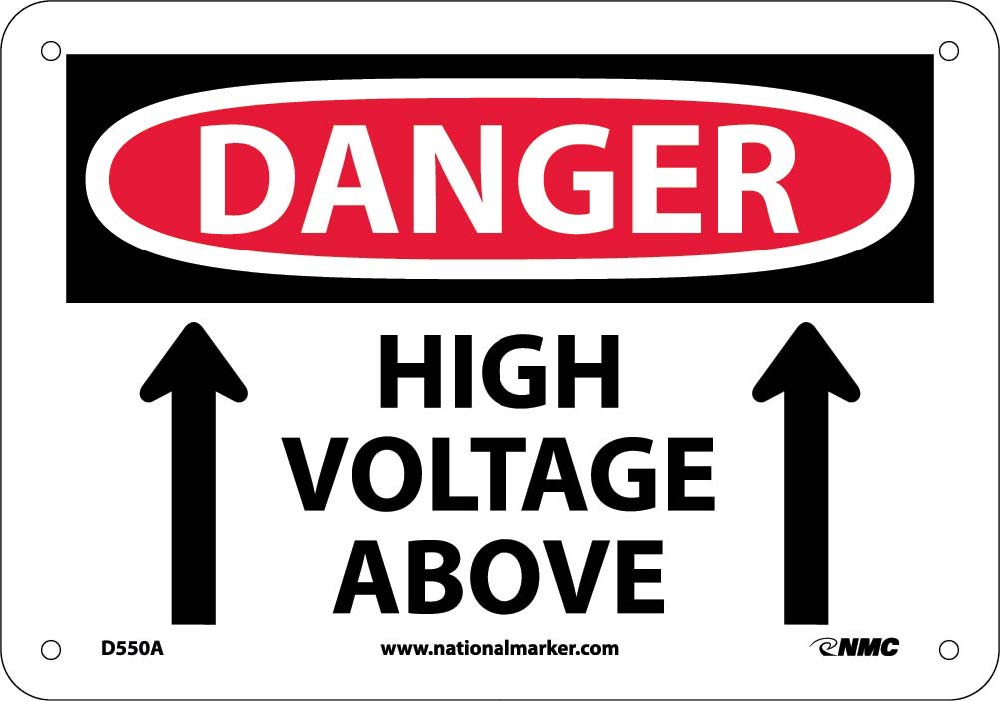 Danger High Voltage Above Sign - Bilingual-eSafety Supplies, Inc