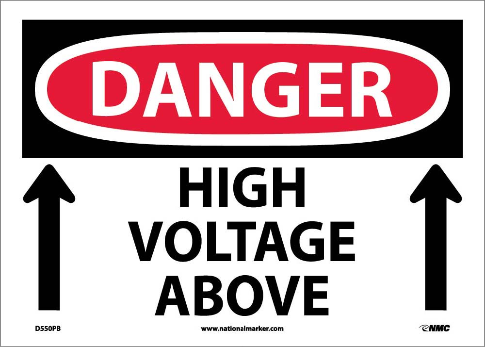 Danger High Voltage Above Sign - Bilingual-eSafety Supplies, Inc