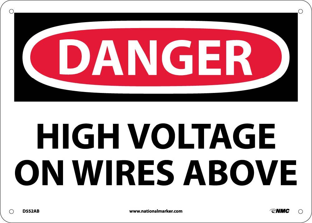 Danger High Voltage On Wires Above Sign-eSafety Supplies, Inc