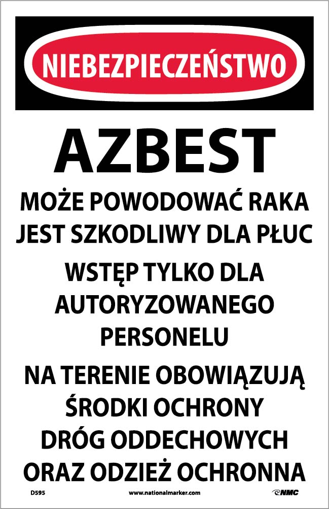Polish Danger Asbestos Sign - Pack of 100-eSafety Supplies, Inc