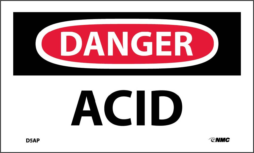 Danger Acid Label - 5 Pack-eSafety Supplies, Inc