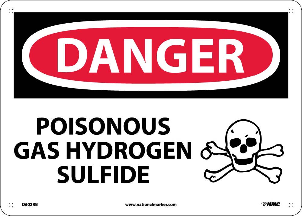 Danger Poisonous Gas Hydrogen Sulfide Sign-eSafety Supplies, Inc