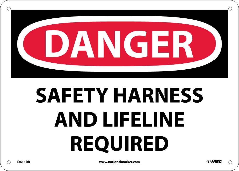Danger Safety Harness And Lifeline Required Sign-eSafety Supplies, Inc