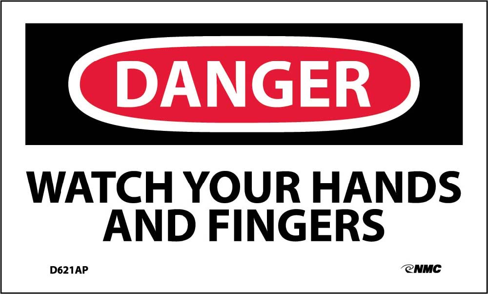 Danger Watch Your Hands And Fingers Label - 5 Pack-eSafety Supplies, Inc