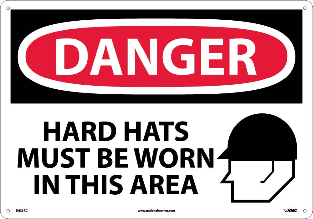 Large Format Danger Hard Hats Must Be Worn Sign-eSafety Supplies, Inc