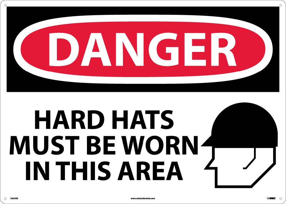 Large Format Danger Hard Hats Must Be Worn Sign-eSafety Supplies, Inc