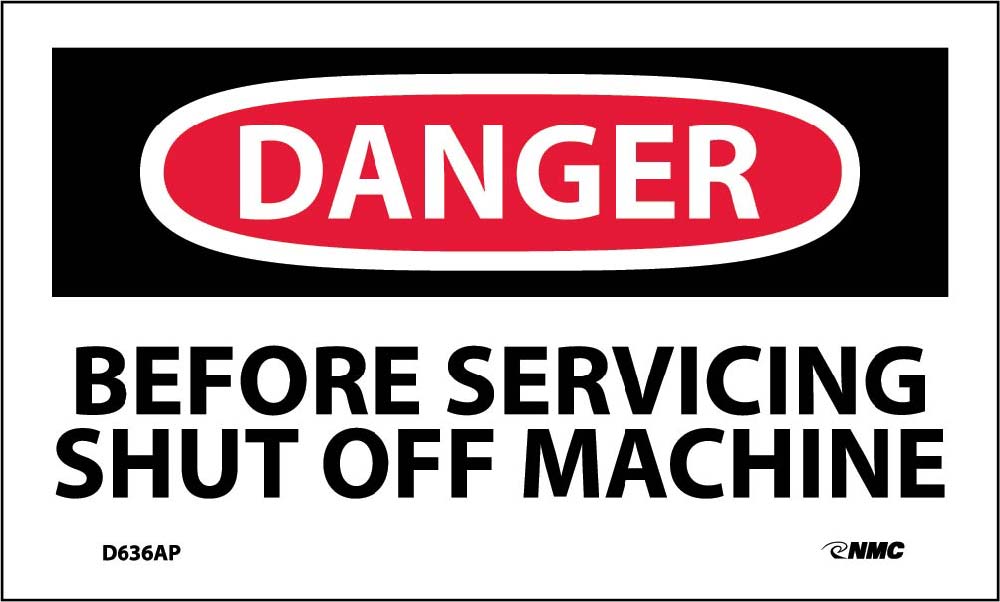 Danger Before Servicing Shut Off Machine Label - 5 Pack-eSafety Supplies, Inc