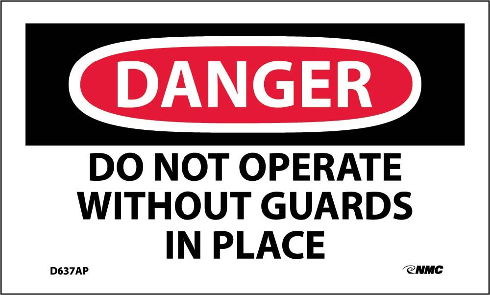 Danger Do Not Operate Without Guards In Place Label - 5 Pack-eSafety Supplies, Inc