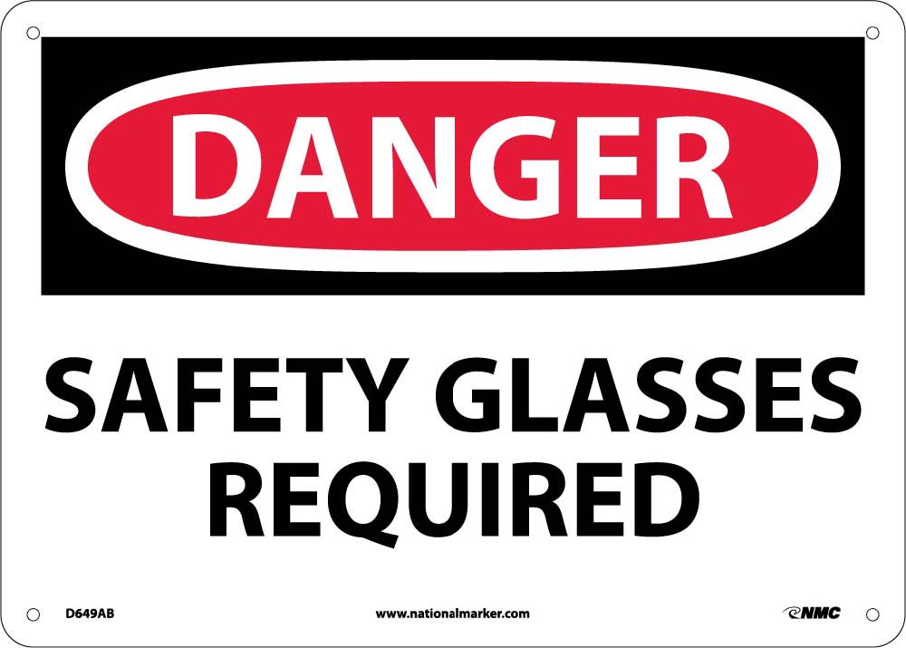 Danger Safety Glasses Required Sign-eSafety Supplies, Inc