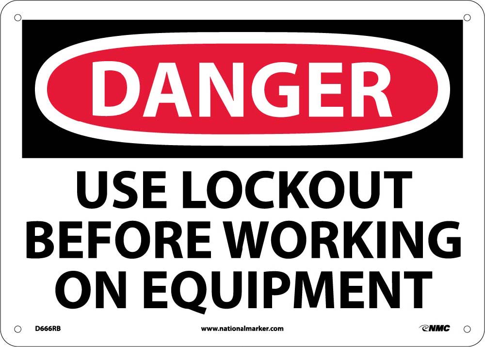 Danger Use Lockout Before Working On Equipment Sign-eSafety Supplies, Inc
