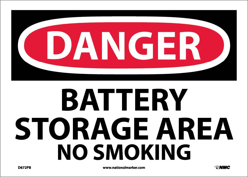 Danger Battery Storage Area No Smoking Sign-eSafety Supplies, Inc
