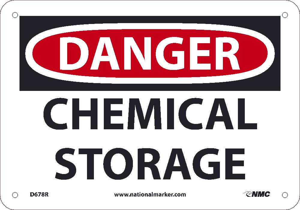 Danger Chemical Storage, 7X10, Rigid Plastic Sign - D678R-eSafety Supplies, Inc