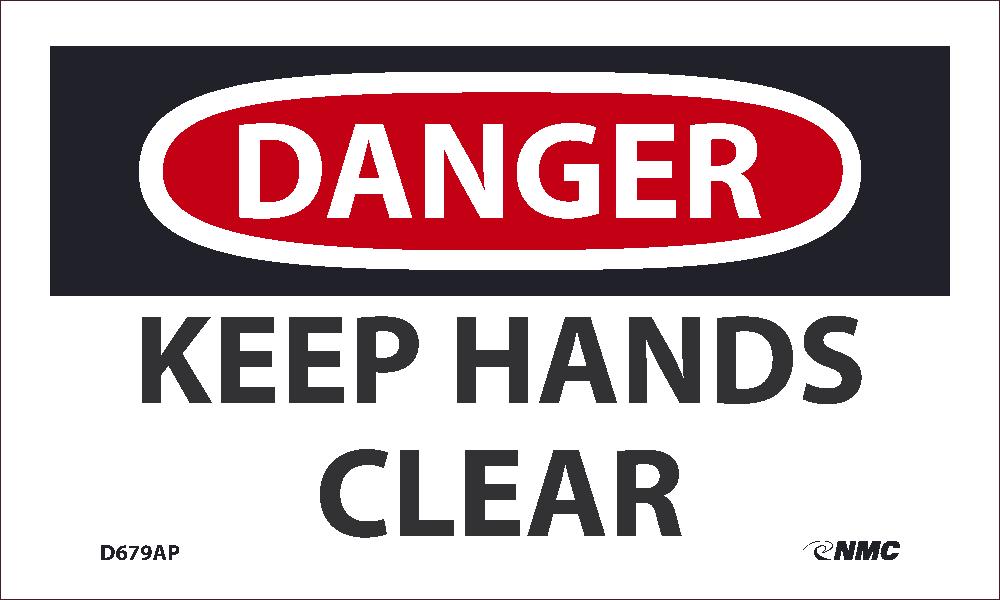 Danger, Keep Hands Clear, 3X5, Ps Vinyl, 5Pk, Label - D679AP-eSafety Supplies, Inc