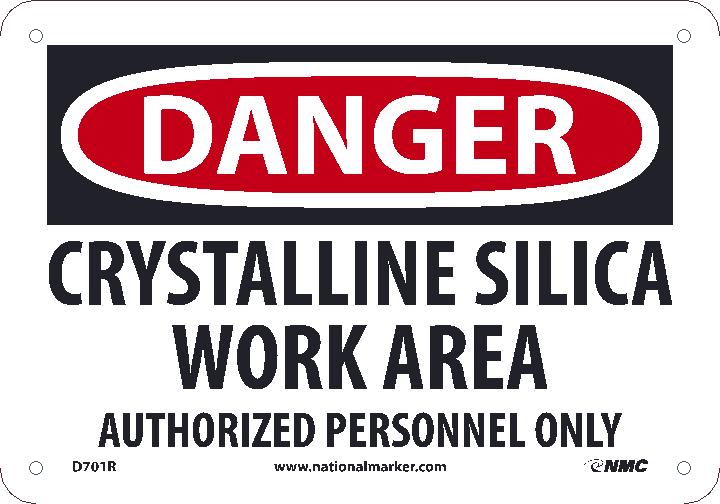 Danger, Crystalline Silica, 7X10, Rigid Plastic - D701R-eSafety Supplies, Inc