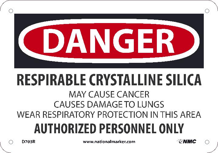 Danger, Respirable Crystalline Silica, 7X10, Rigid Plastic - D703R-eSafety Supplies, Inc