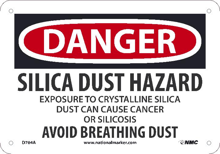 Danger, Silica Dust Hazard, 7X10, .040 Alum - D704A-eSafety Supplies, Inc