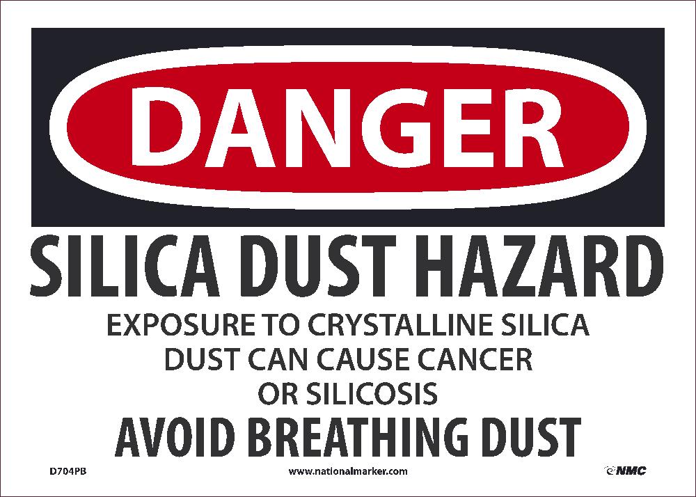 Danger,Silica Dust Hazard, 10X14, Ps Vinyl - D704PB-eSafety Supplies, Inc