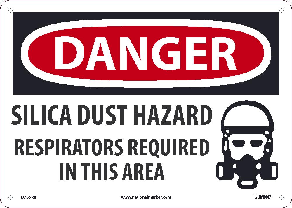 Danger, Silica Dust Hazard Respirators Required, 10X14, Rigid Plastic - D705RB-eSafety Supplies, Inc