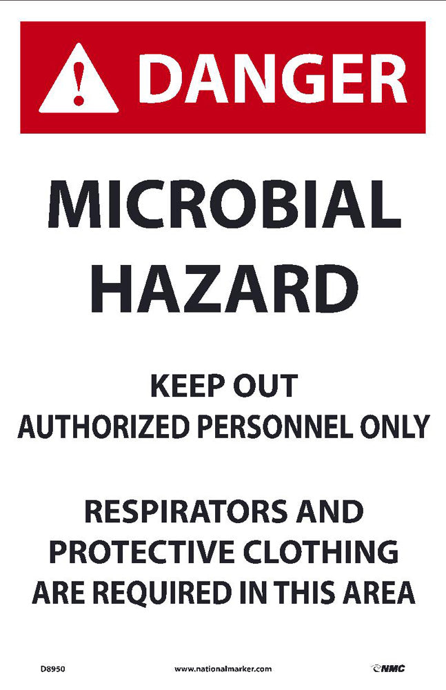 Danger,Microbial Hazard Keep Out,English,17X11,Paper, 100/Pk - D8950-eSafety Supplies, Inc
