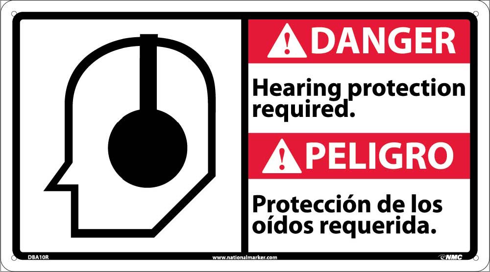 Danger Hearing Protection Required Sign - Bilingual-eSafety Supplies, Inc