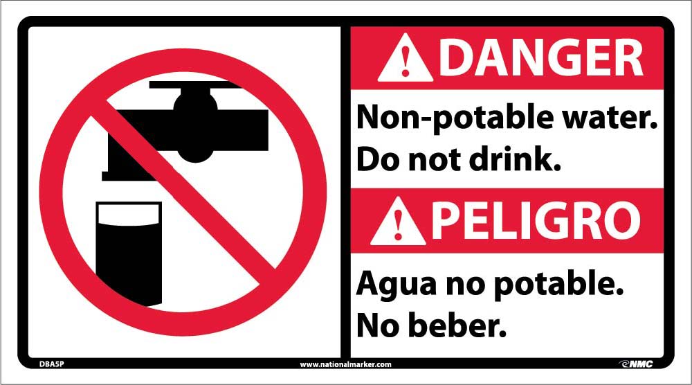 Danger Non-Potable Water Sign - Bilingual-eSafety Supplies, Inc