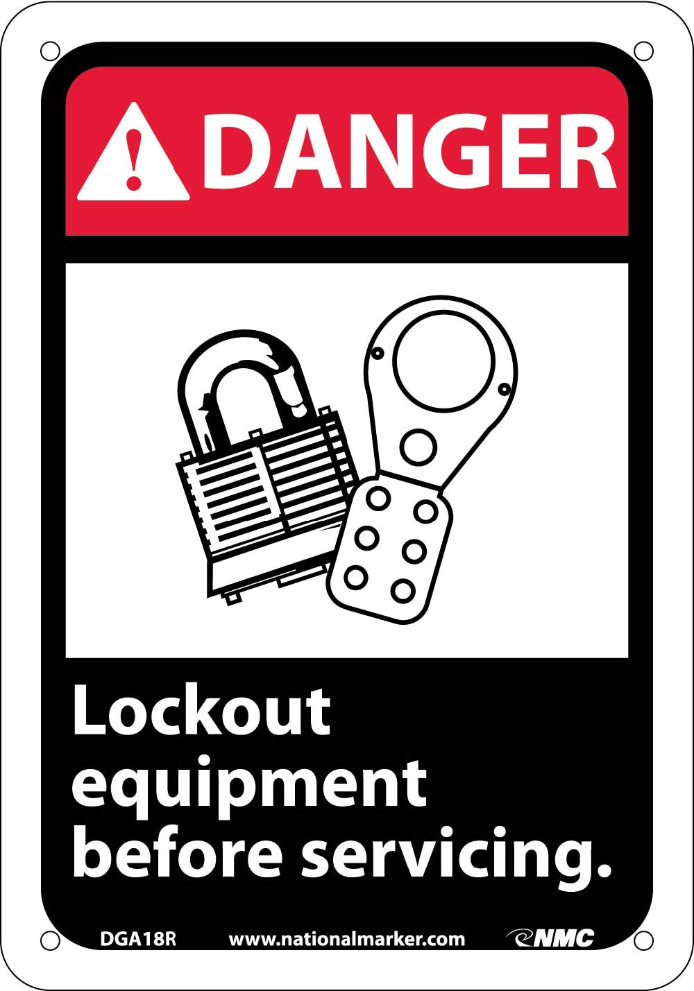 Danger Lock Out Equipment Before Servicing Sign-eSafety Supplies, Inc