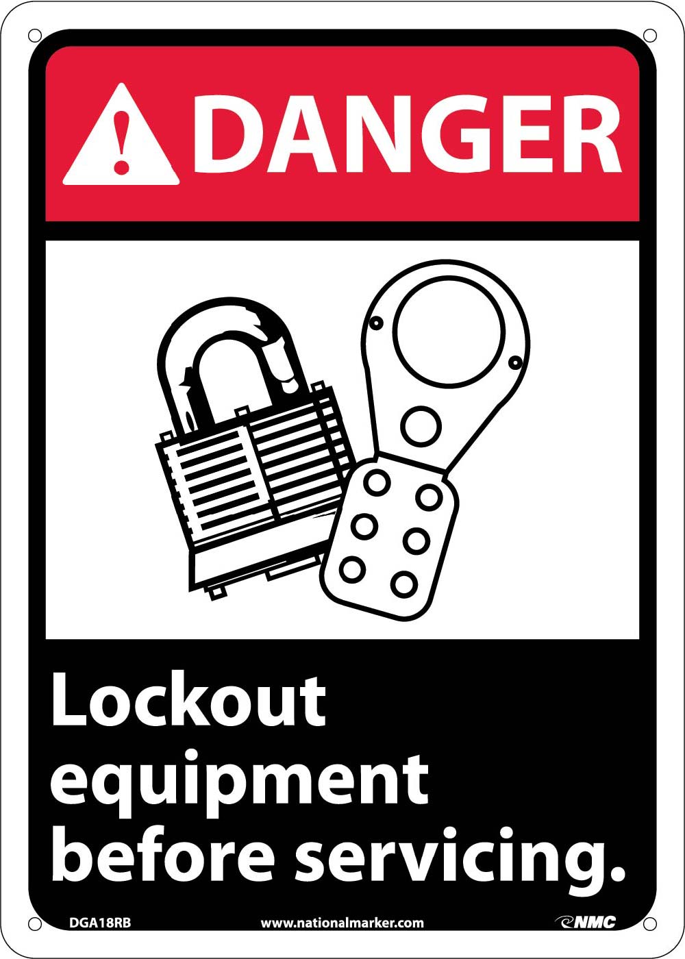 Danger Lock Out Equipment Before Servicing Sign-eSafety Supplies, Inc