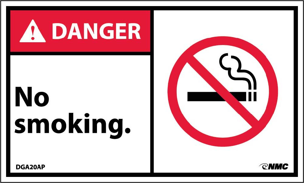 Danger No Smoking Label - 5 Pack-eSafety Supplies, Inc