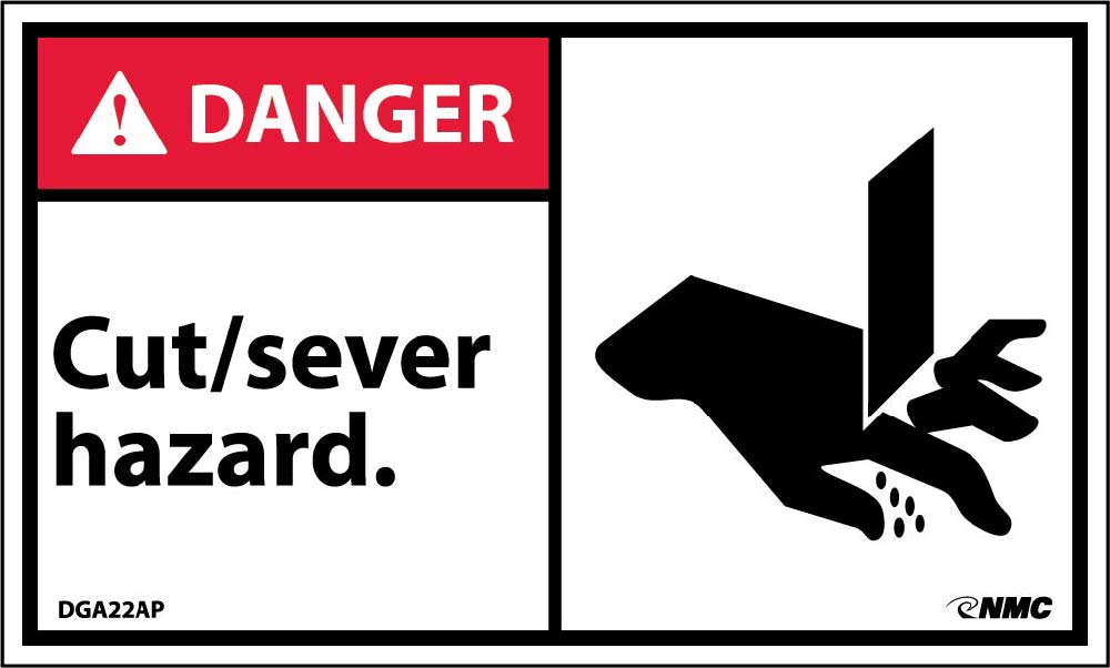 Danger Cut/Sever Hazard Label - 5 Pack-eSafety Supplies, Inc