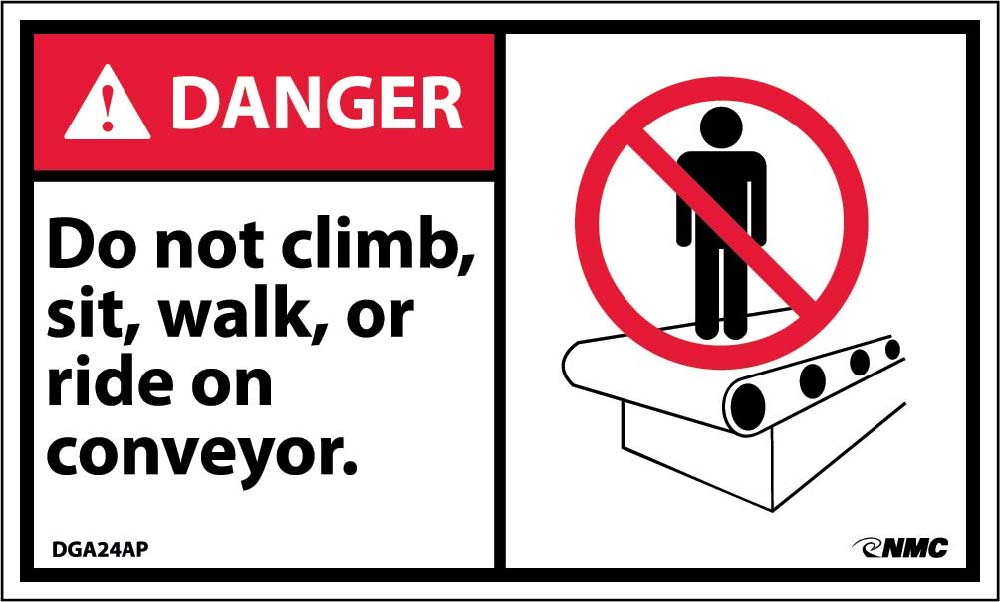 Danger Do Not Climb Sit Walk Or Ride On Conveyor Label - 5 Pack-eSafety Supplies, Inc