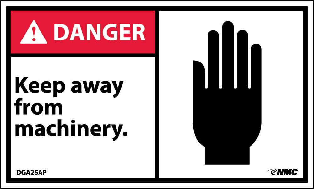 Danger Keep Away From Machinery Label - 5 Pack-eSafety Supplies, Inc