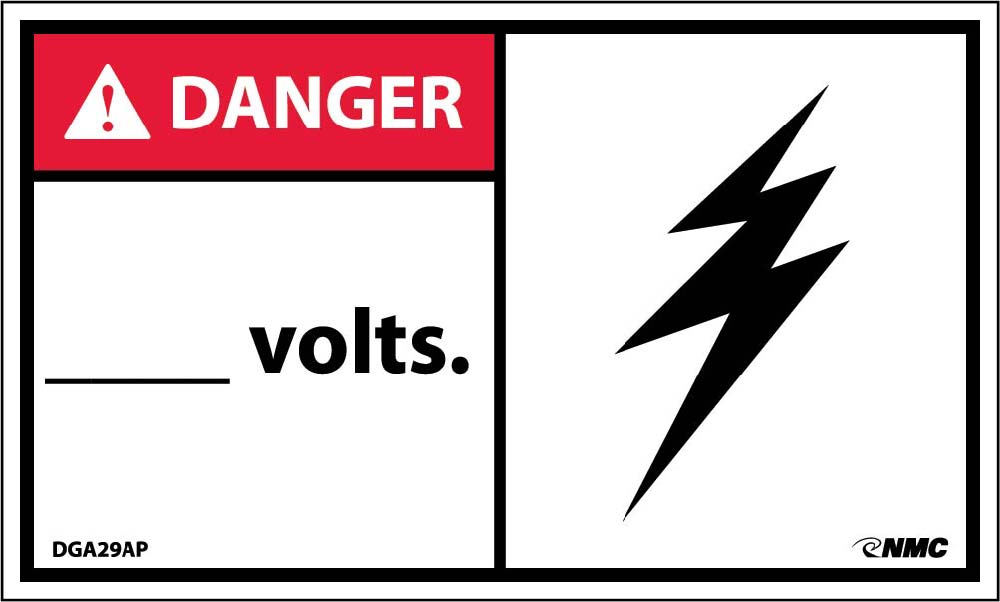 Danger ___ Volts Label - 5 Pack-eSafety Supplies, Inc