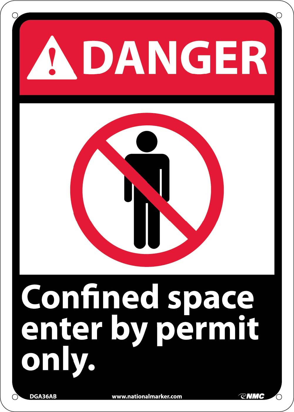 Danger Confined Space Enter By Permit Only Sign-eSafety Supplies, Inc