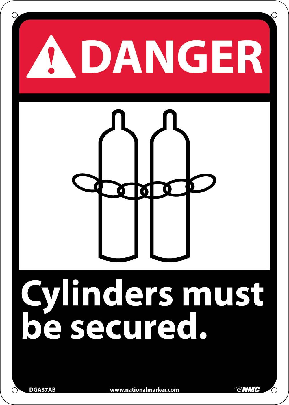 Danger Cylinders Must Be Secured Sign-eSafety Supplies, Inc