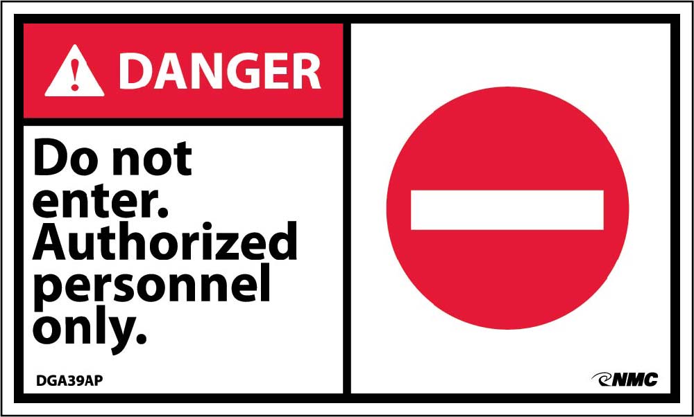 Danger Do Not Enter Authorized Personnel Only Label - 5 Pack-eSafety Supplies, Inc