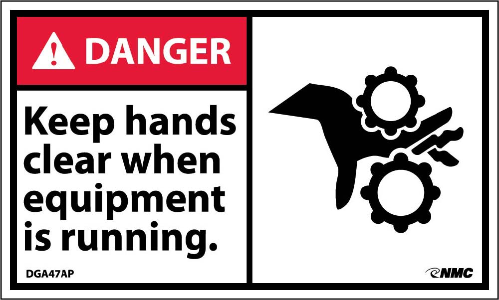 Danger Keep Hands Clear When Equipment Is Running Label - 5 Pack-eSafety Supplies, Inc