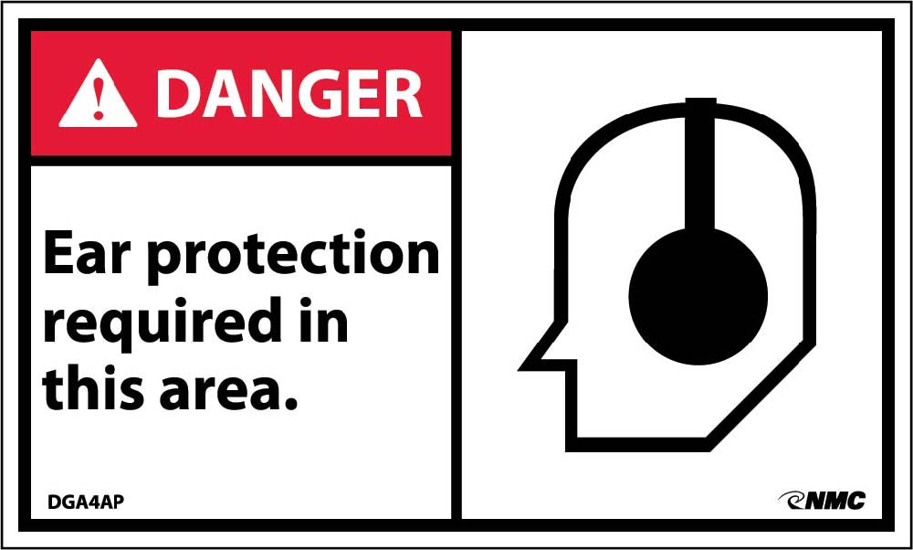 Danger Ear Protection Required In This Area Label - 5 Pack-eSafety Supplies, Inc