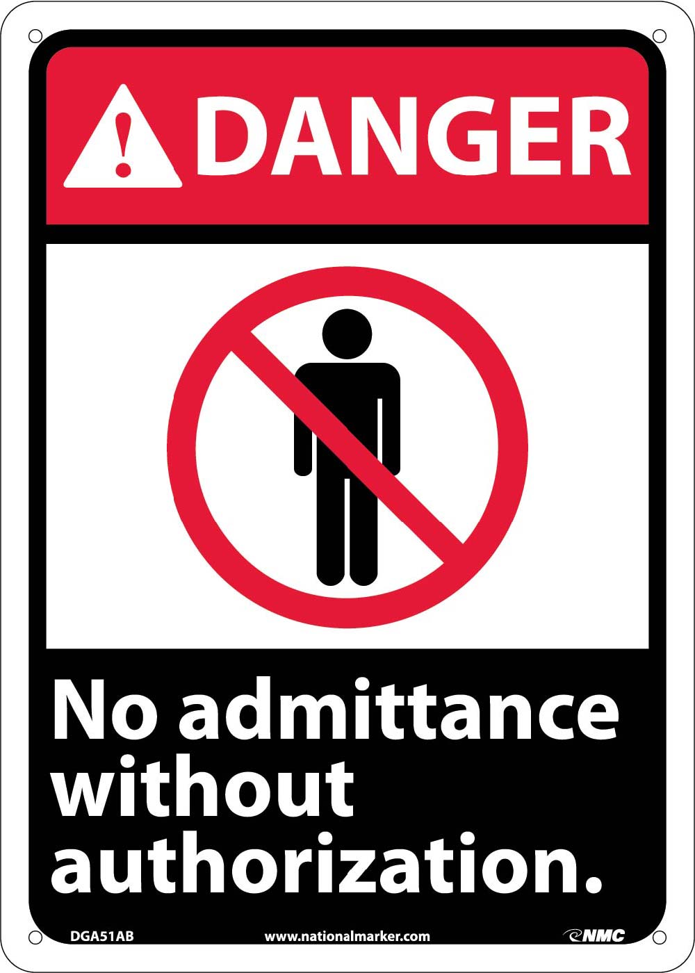 Danger No Admittance Without Authorization Sign-eSafety Supplies, Inc