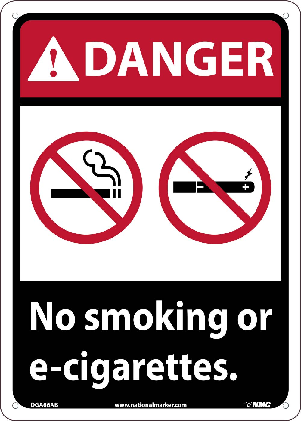 Danger No Smoking E-Cigarette Sign-eSafety Supplies, Inc