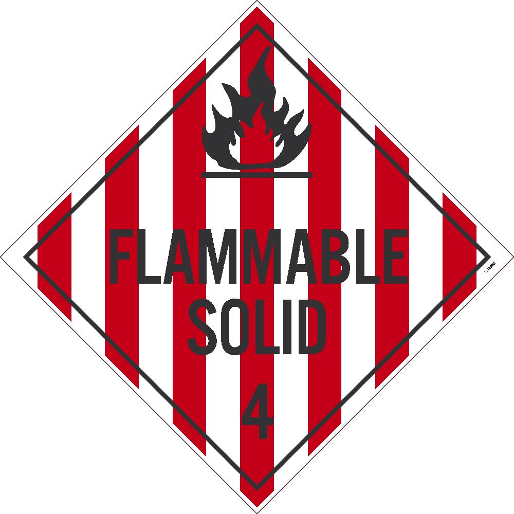 Placard, Flammable Solid 4, 10.75X10.75, Removable Ps Vinyl, Pack 100 - DL11PR100-eSafety Supplies, Inc